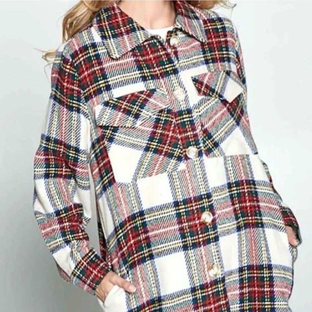 Ellison Plaid Button Up Lined Shacket Women’s Lar… - image 1